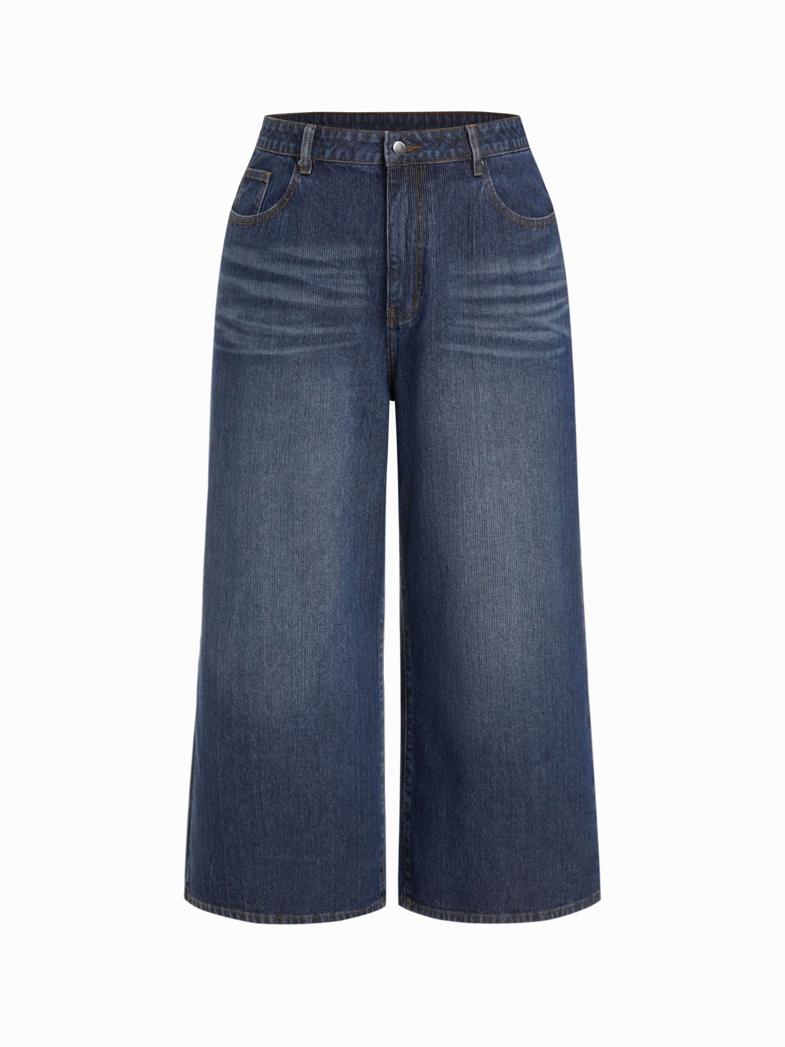 Washed Denim Low Rise Straight Leg Jeans Curve & Plus