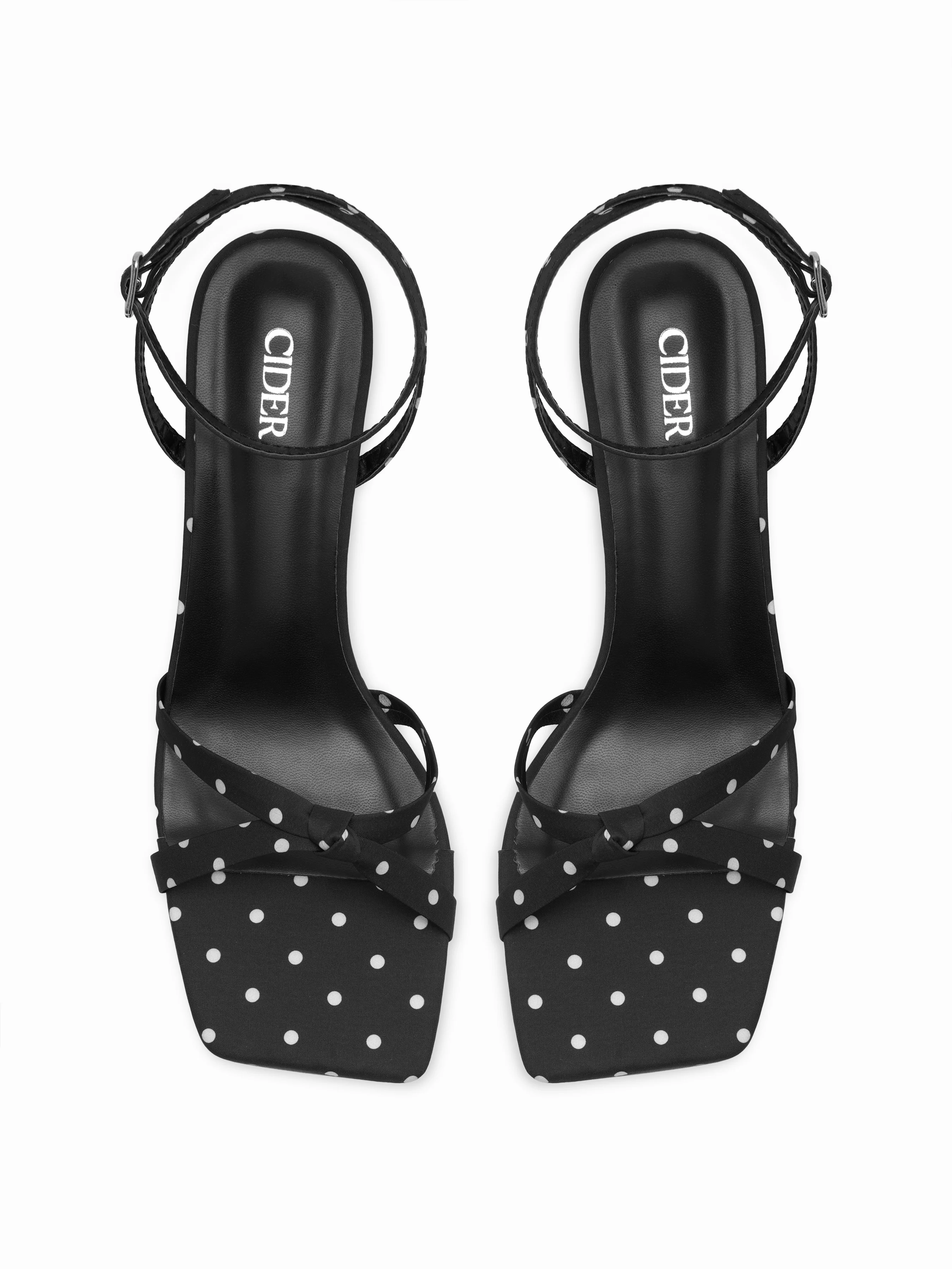POLKA DOT STRAPPY HEEL SANDALS
