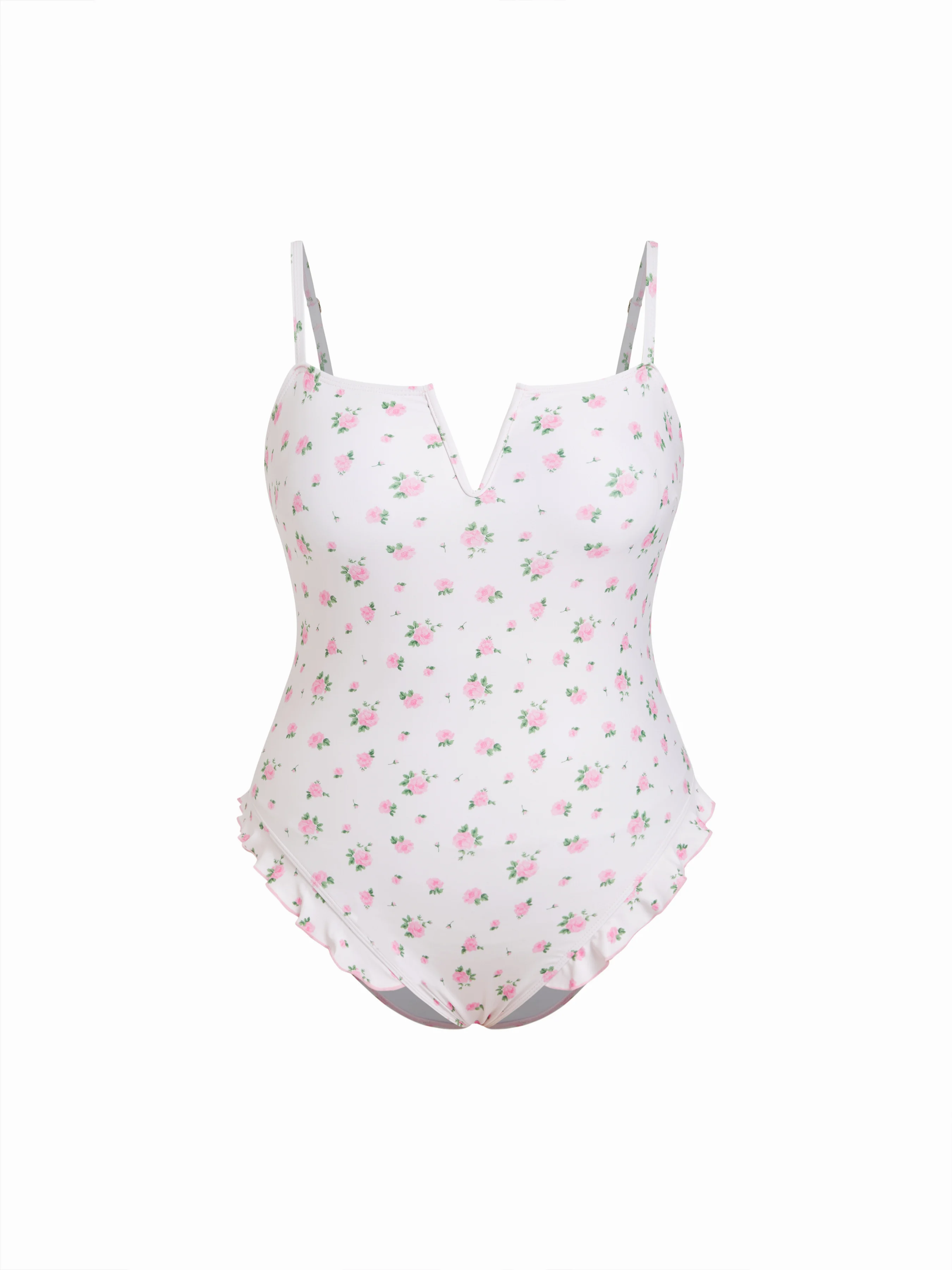 Square Neck Floral Ruffle Hem One-piece Swimsuit Curve & Plus