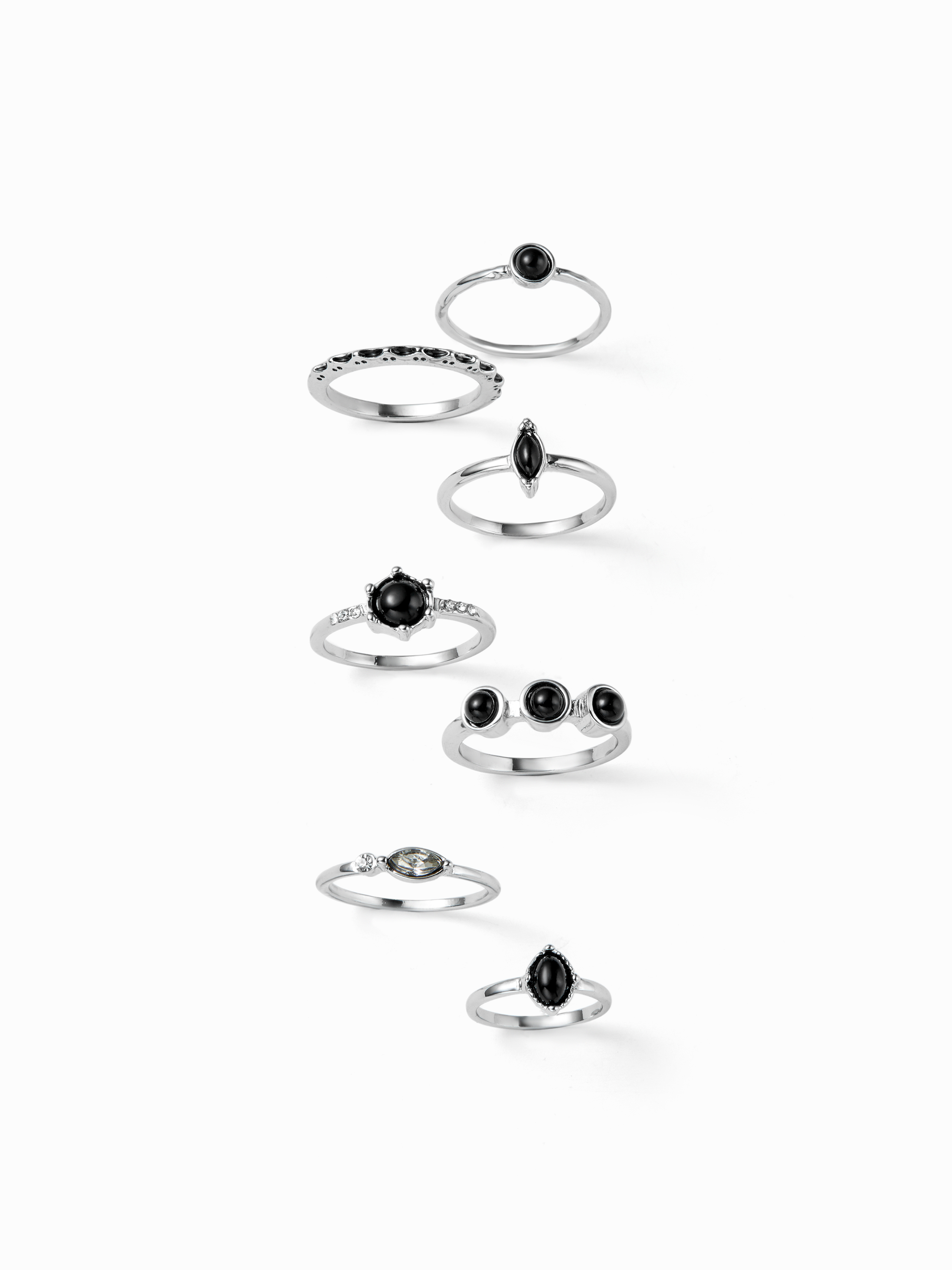 7PCS RHINESTONE&GEMSTONE RING SET