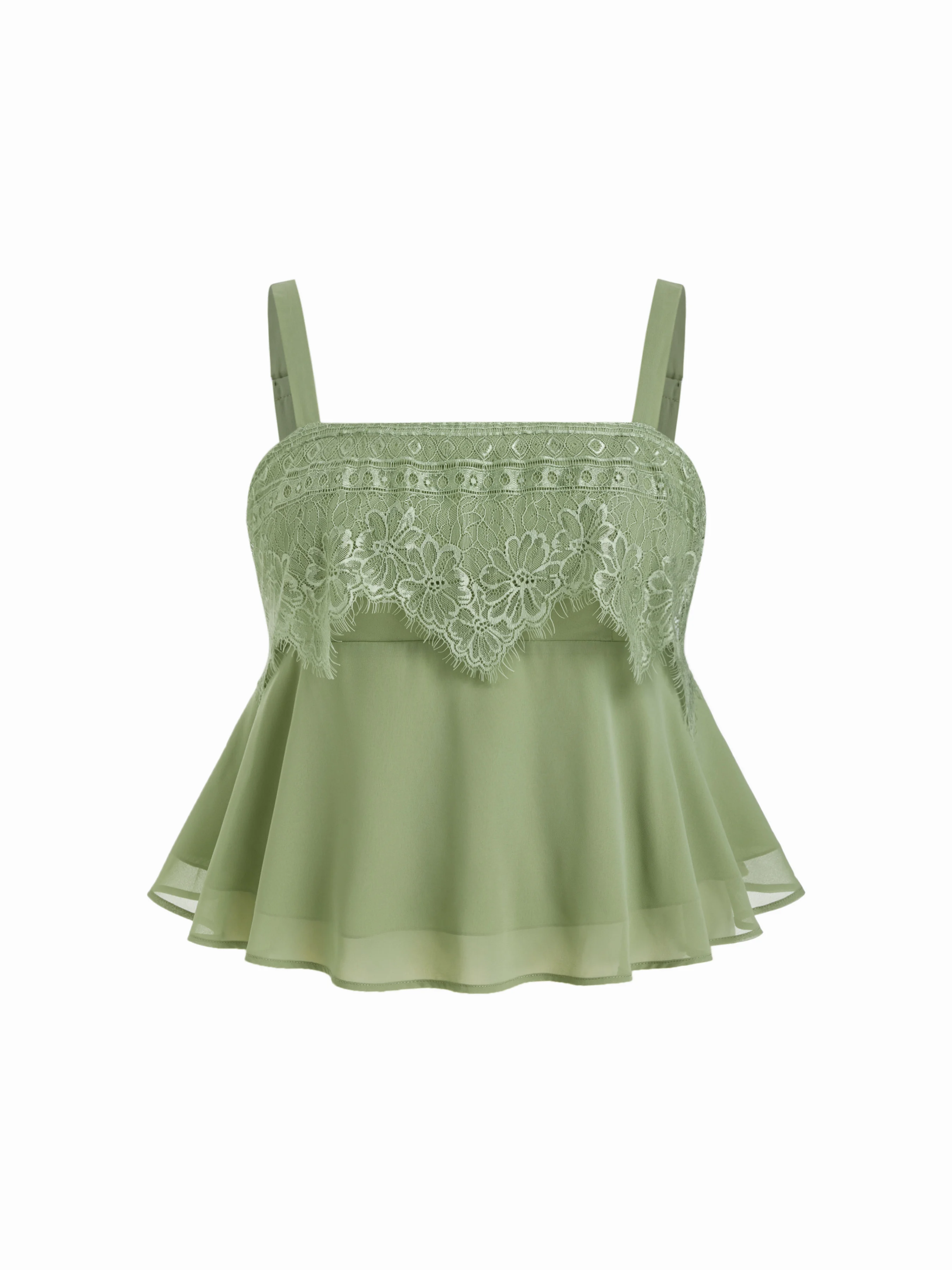 Chiffon Floral Lace Shirred Cropped Bandeau Top Curve & Plus