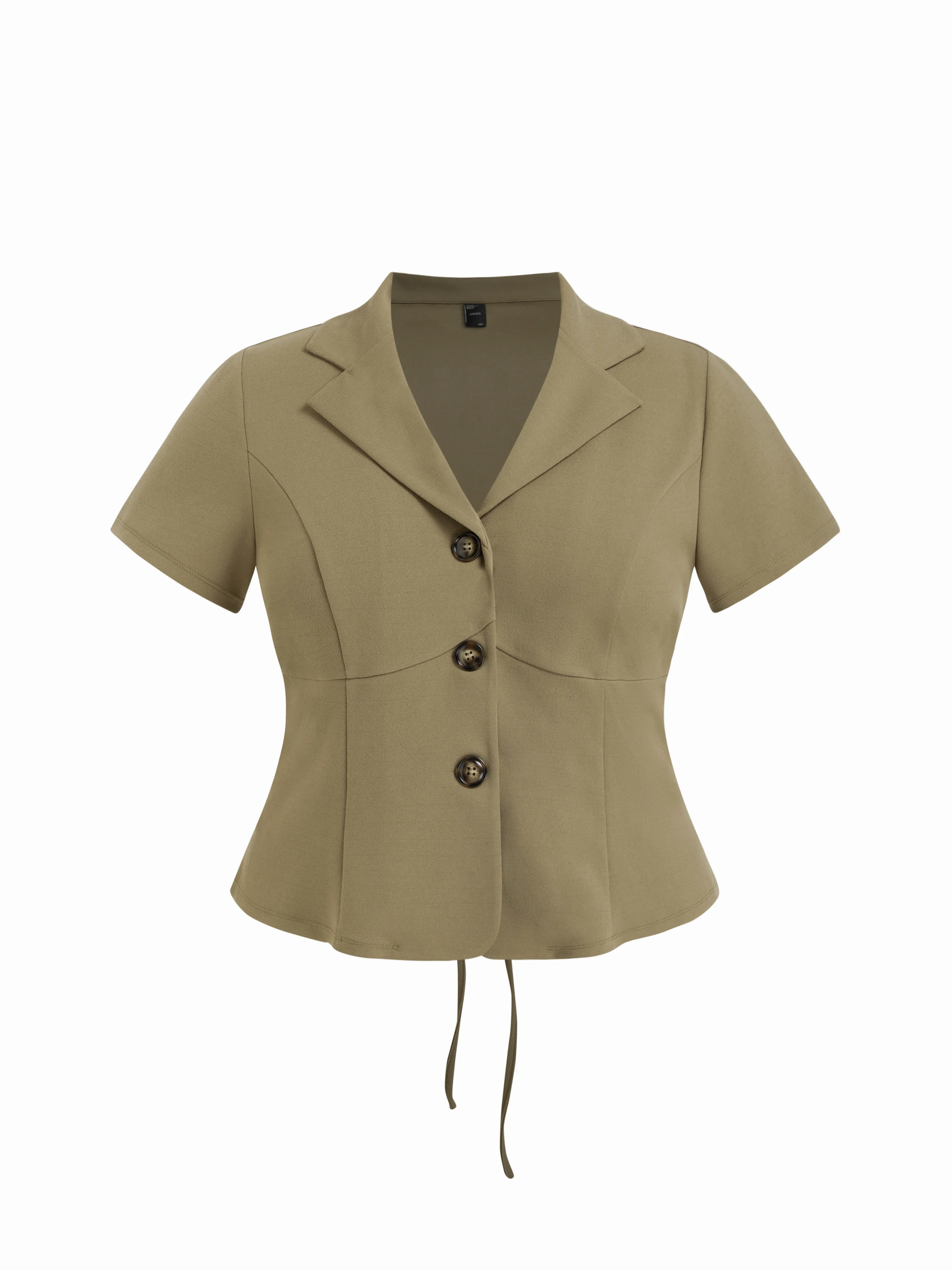Notched Collar Lace Up Corset Blouse Curve & Plus