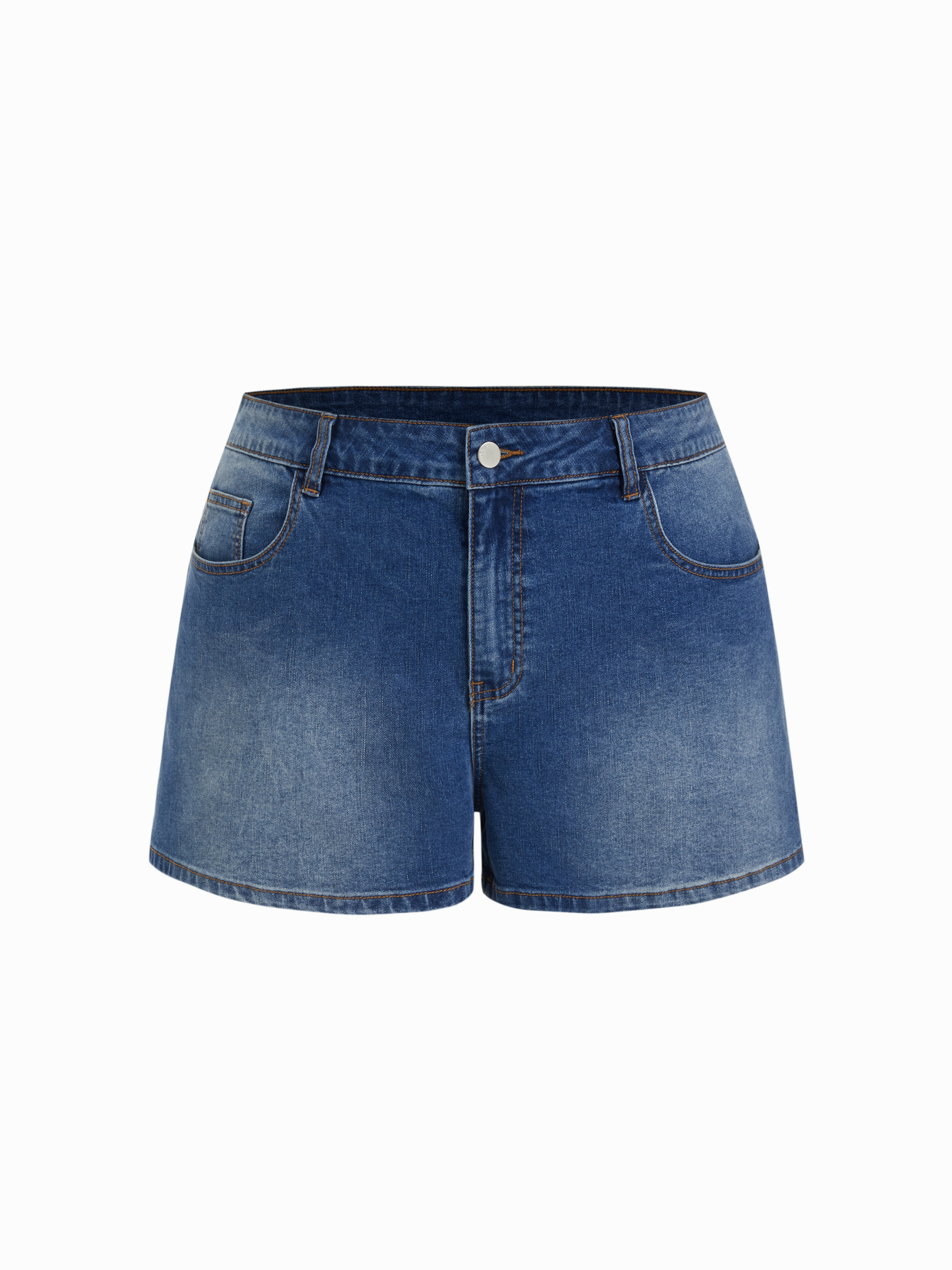 Stretch Denim Low Rise Floral Shorts Curve & Plus