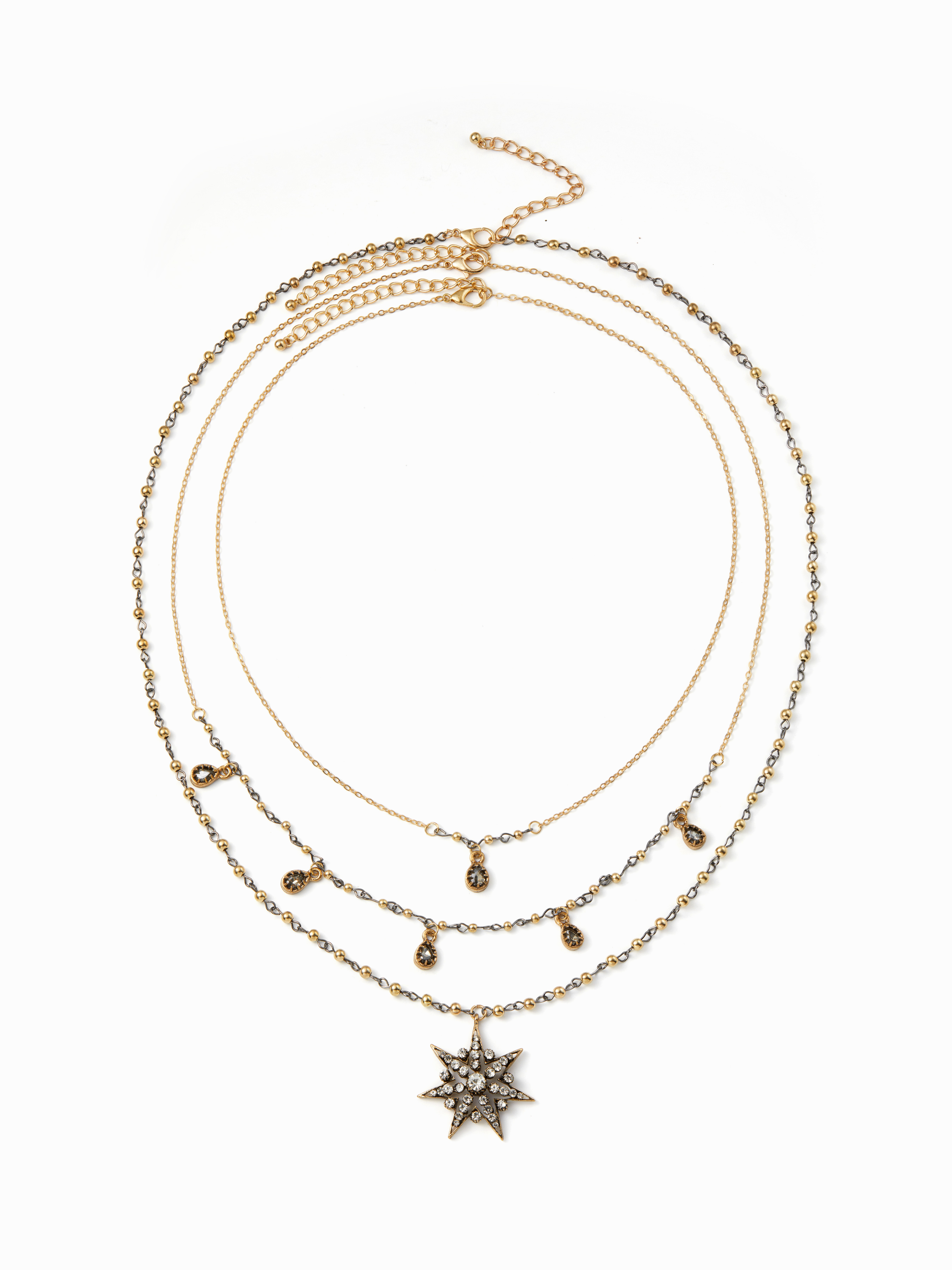 STAR&RHINESTONE LAYERED NECKLACE