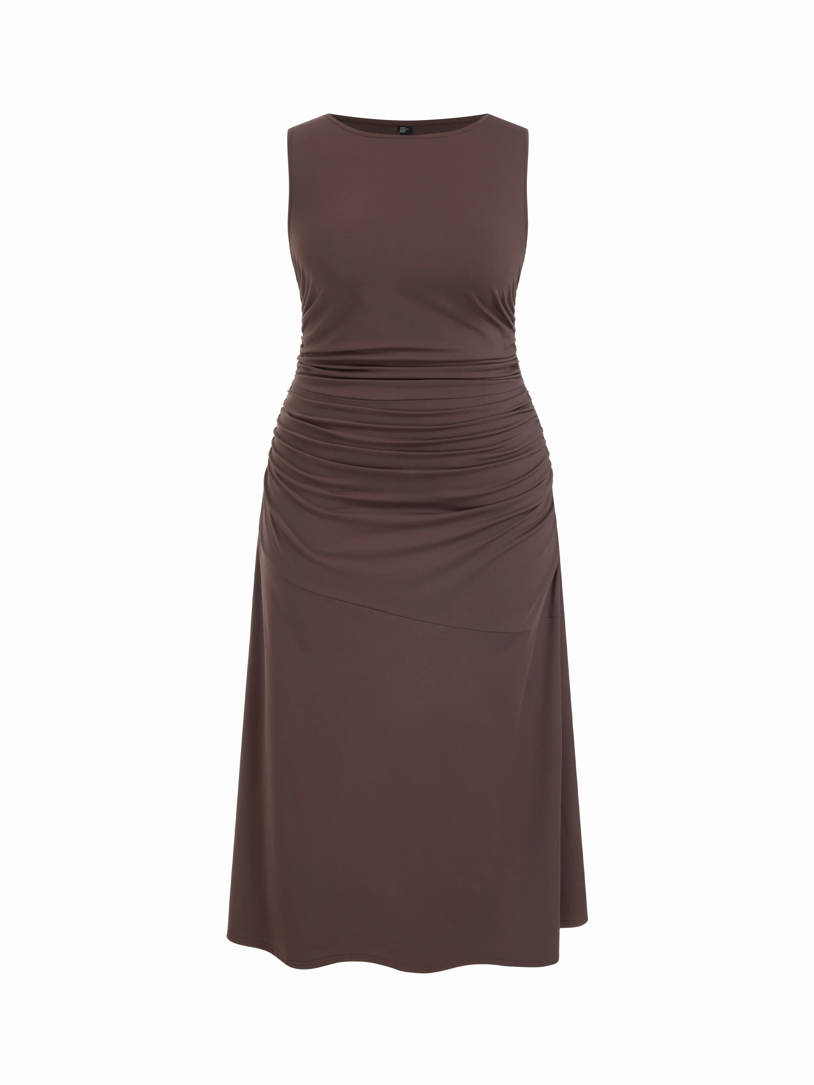 Boat Neck Ruched Flared Maxi Dress Curve & Plus