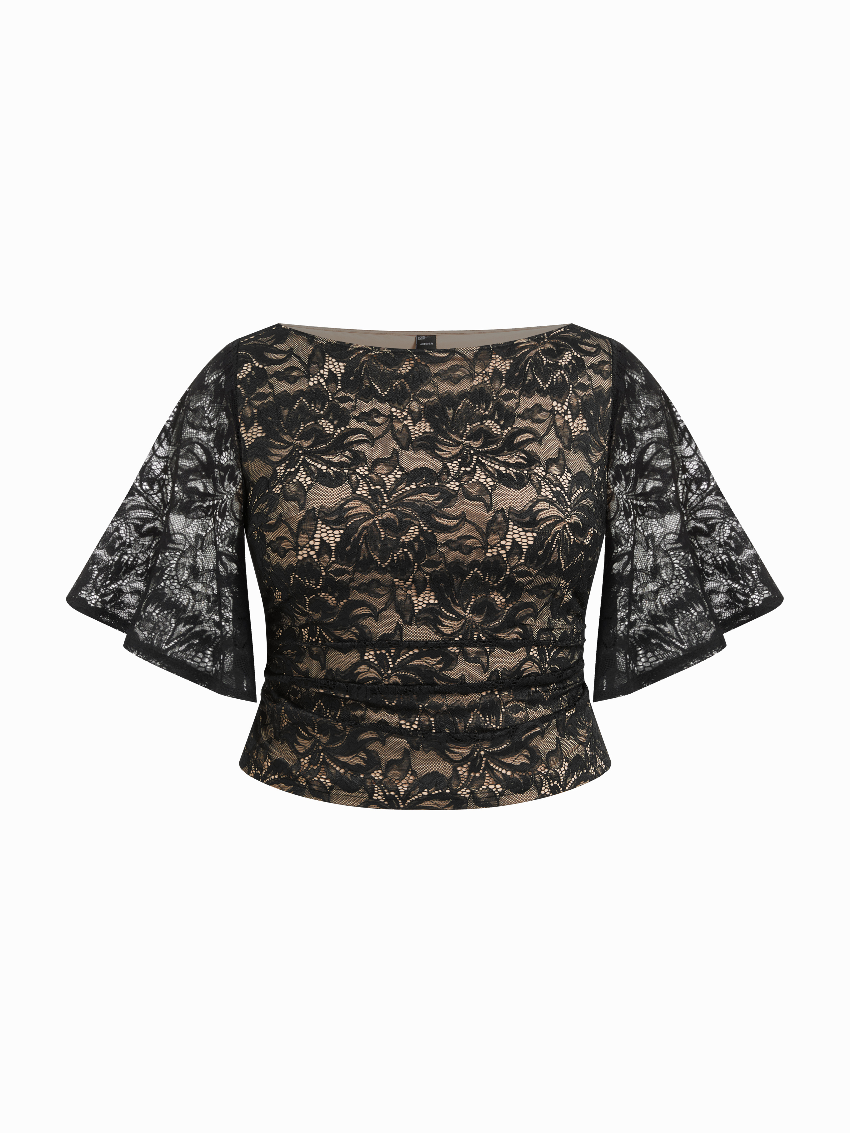 Lace Boat Neck None Middle Sleeve Tees Curve & Plus