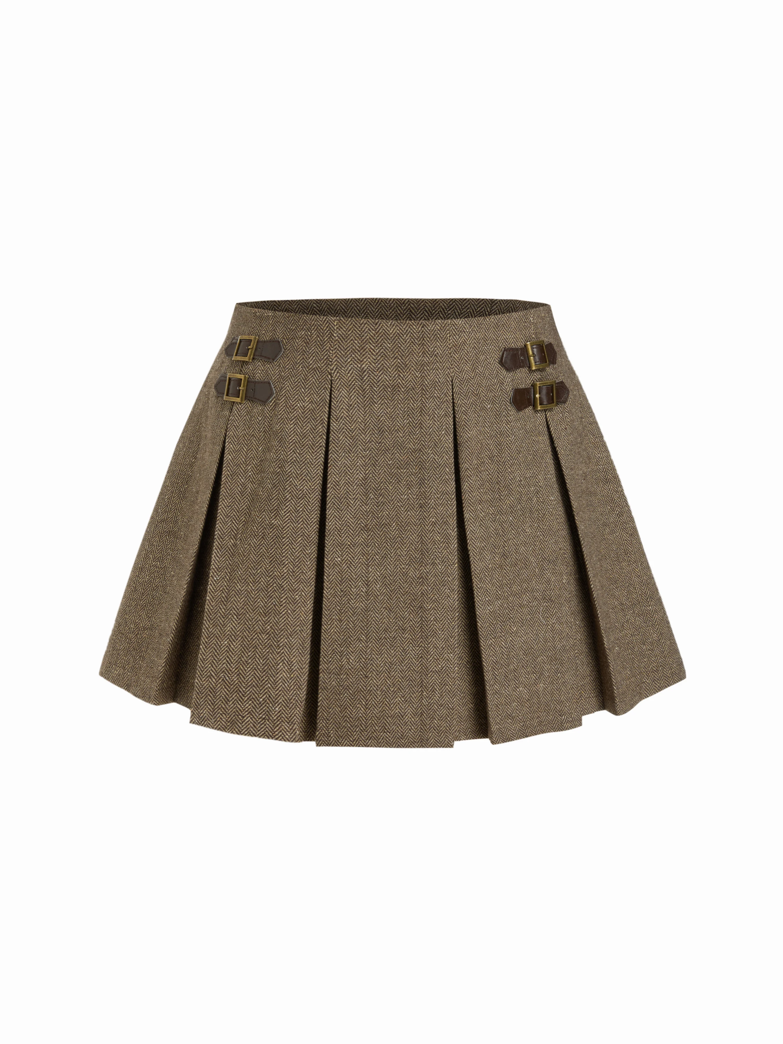 Wool-like fabrics Mid Rise None Mini Skirt Curve & Plus