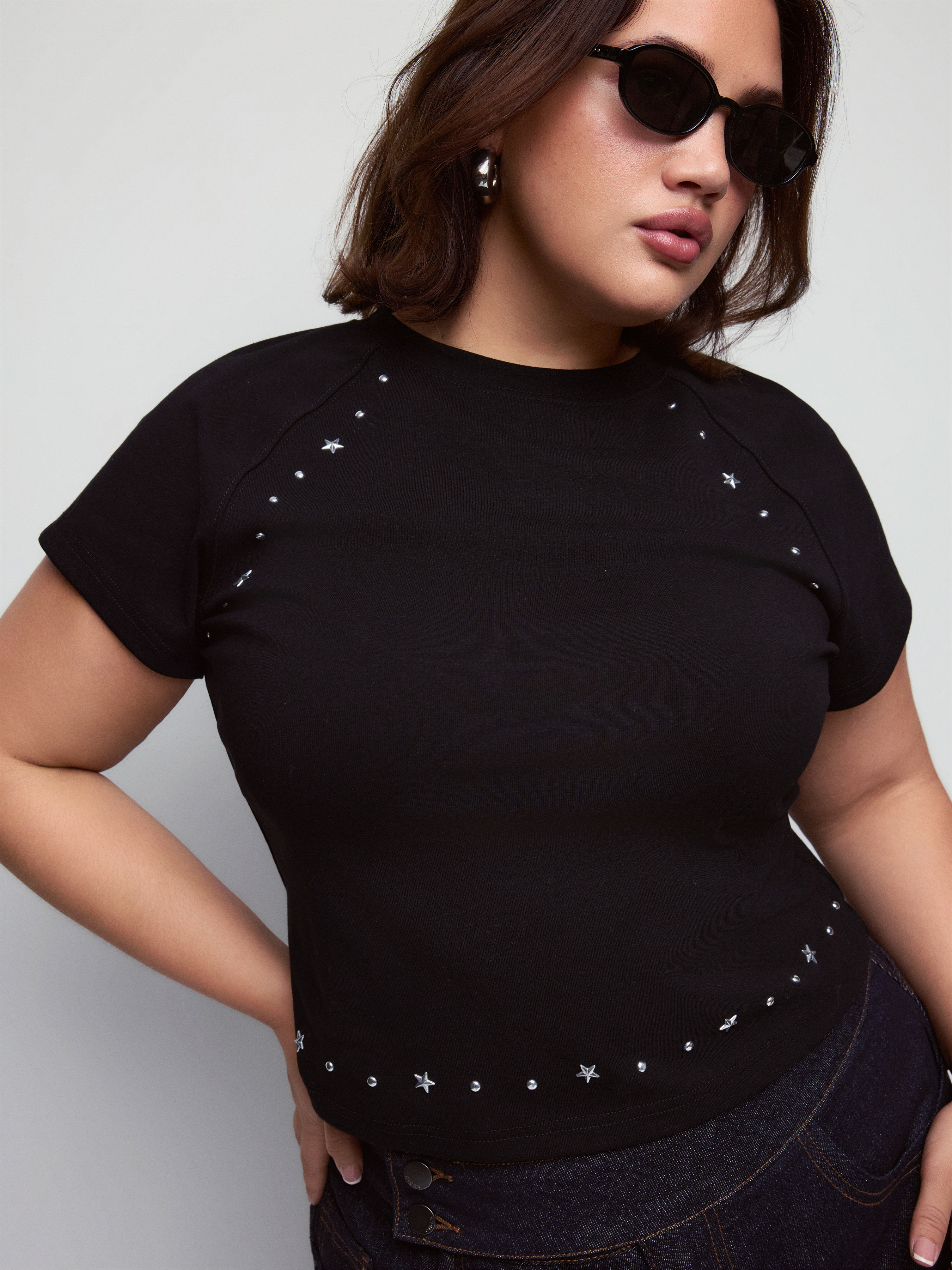Knit Fabric Round Neckline None Short Sleeve Tees Curve & Plus