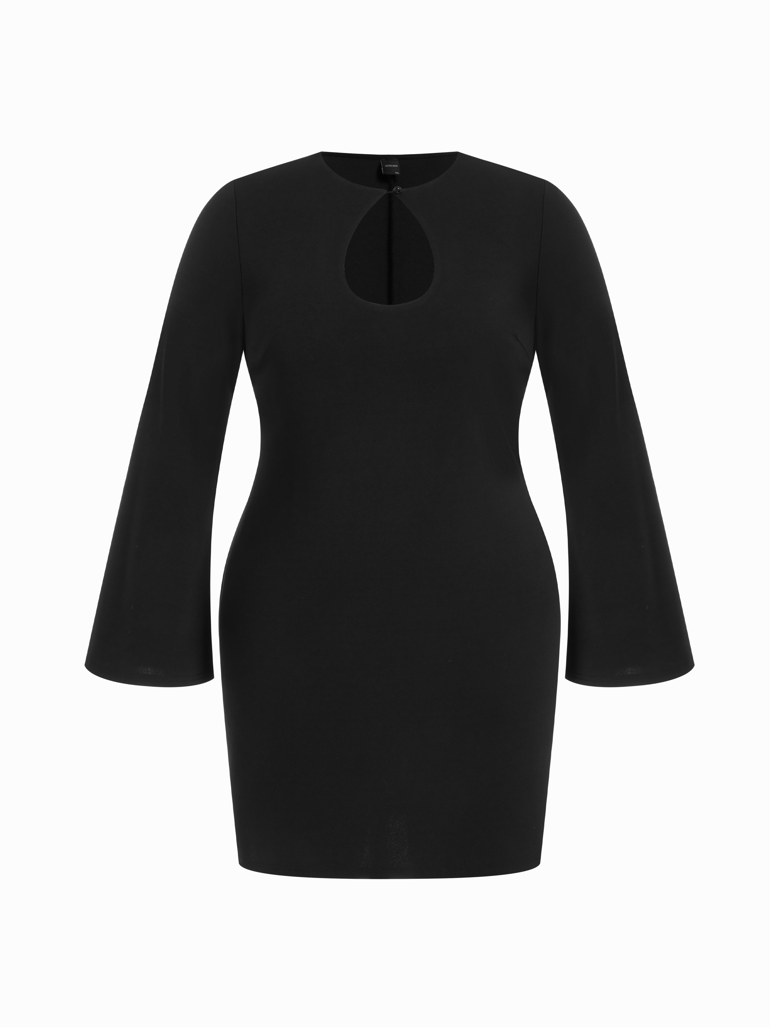 Textured Bell Sleeve Cut Out Bodycon Mini Dress Curve & Plus