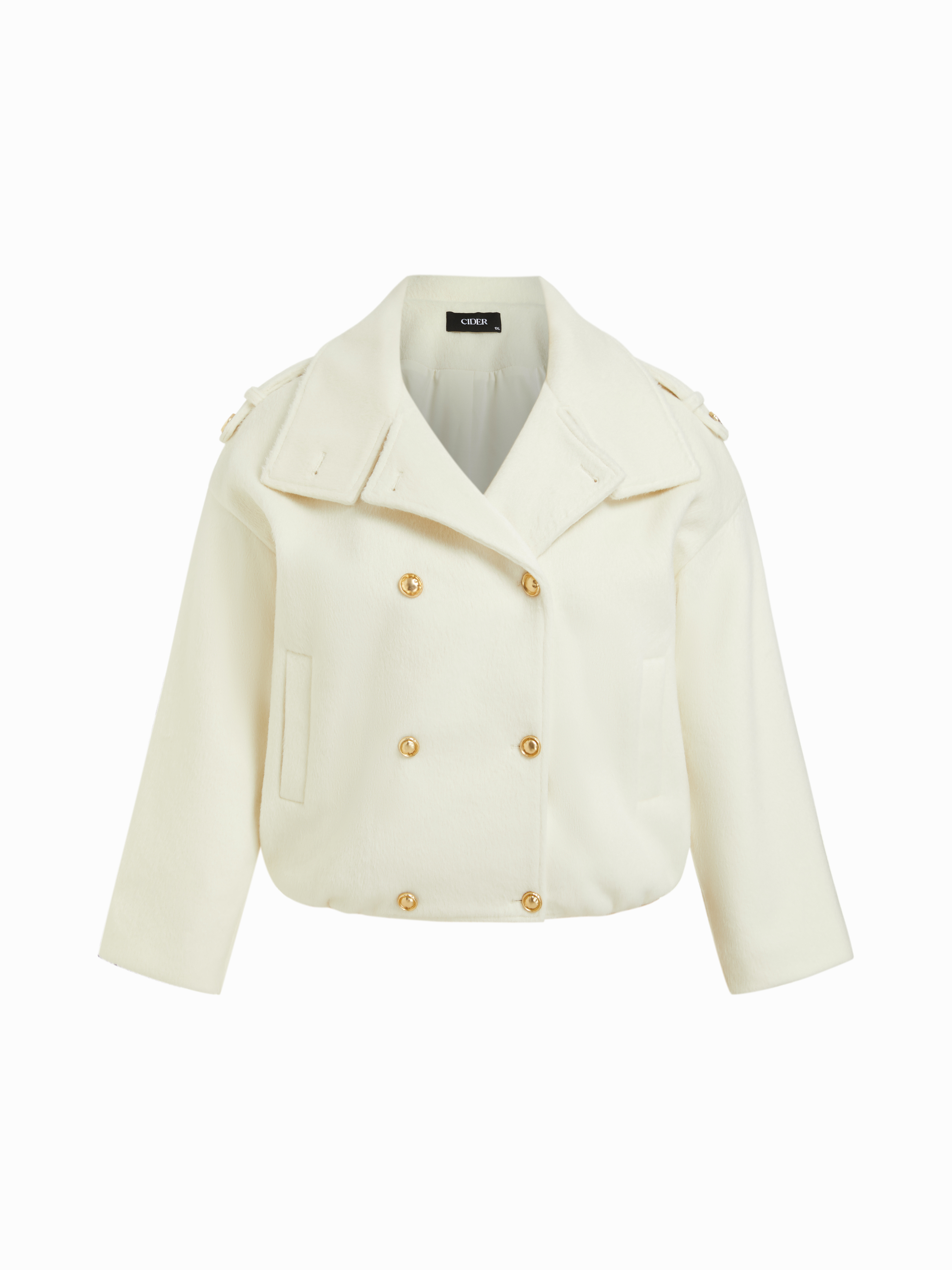 Double Breasted Metal Detail Wool-look Super Oversized Coat Curve & Plus