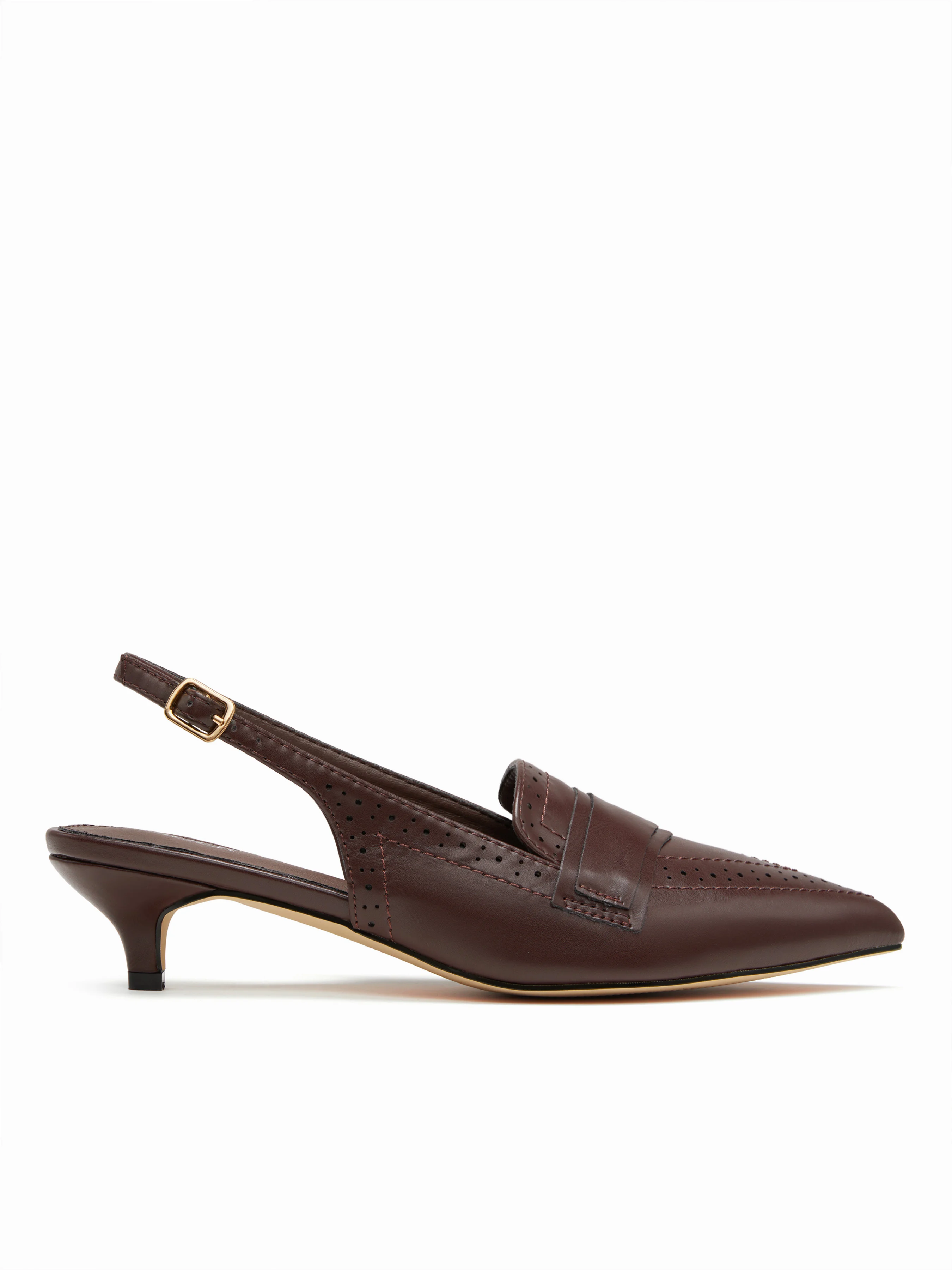 POINTED TOE BUCKLE SLINGBACK HEELS