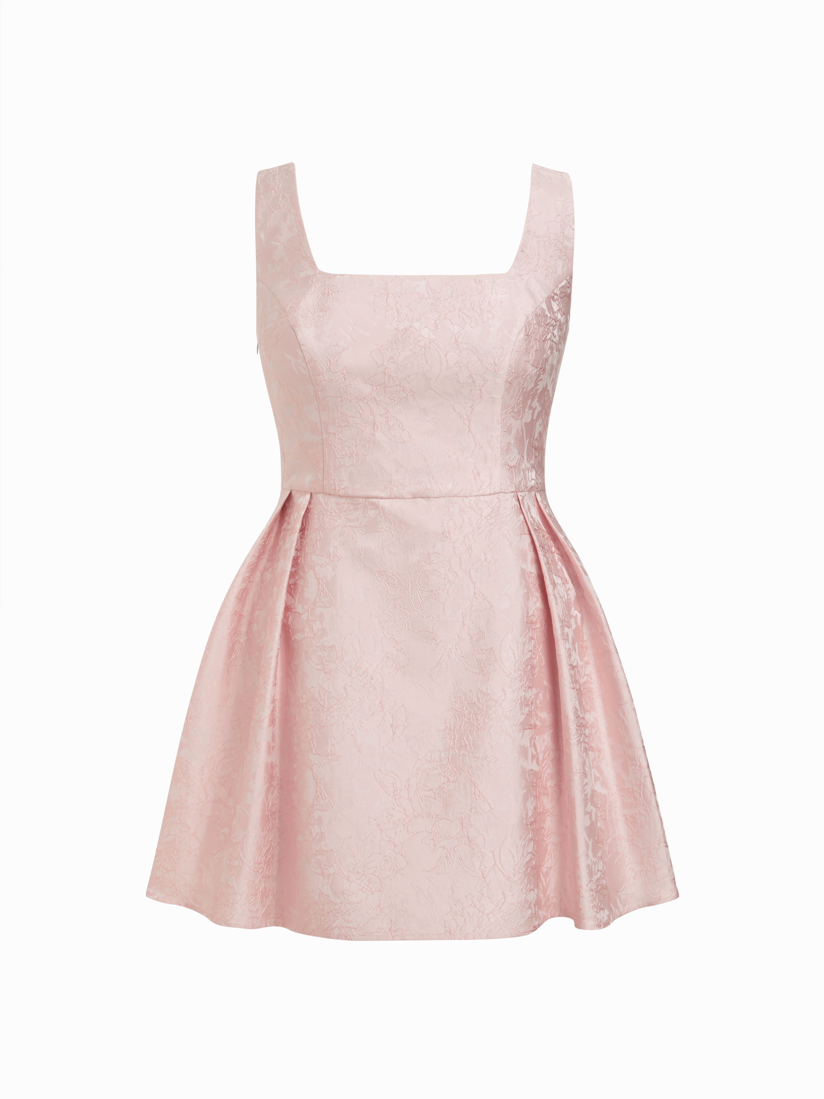 Jacquard Square Neck Bowknot A-line Mini Dress Curve & Plus