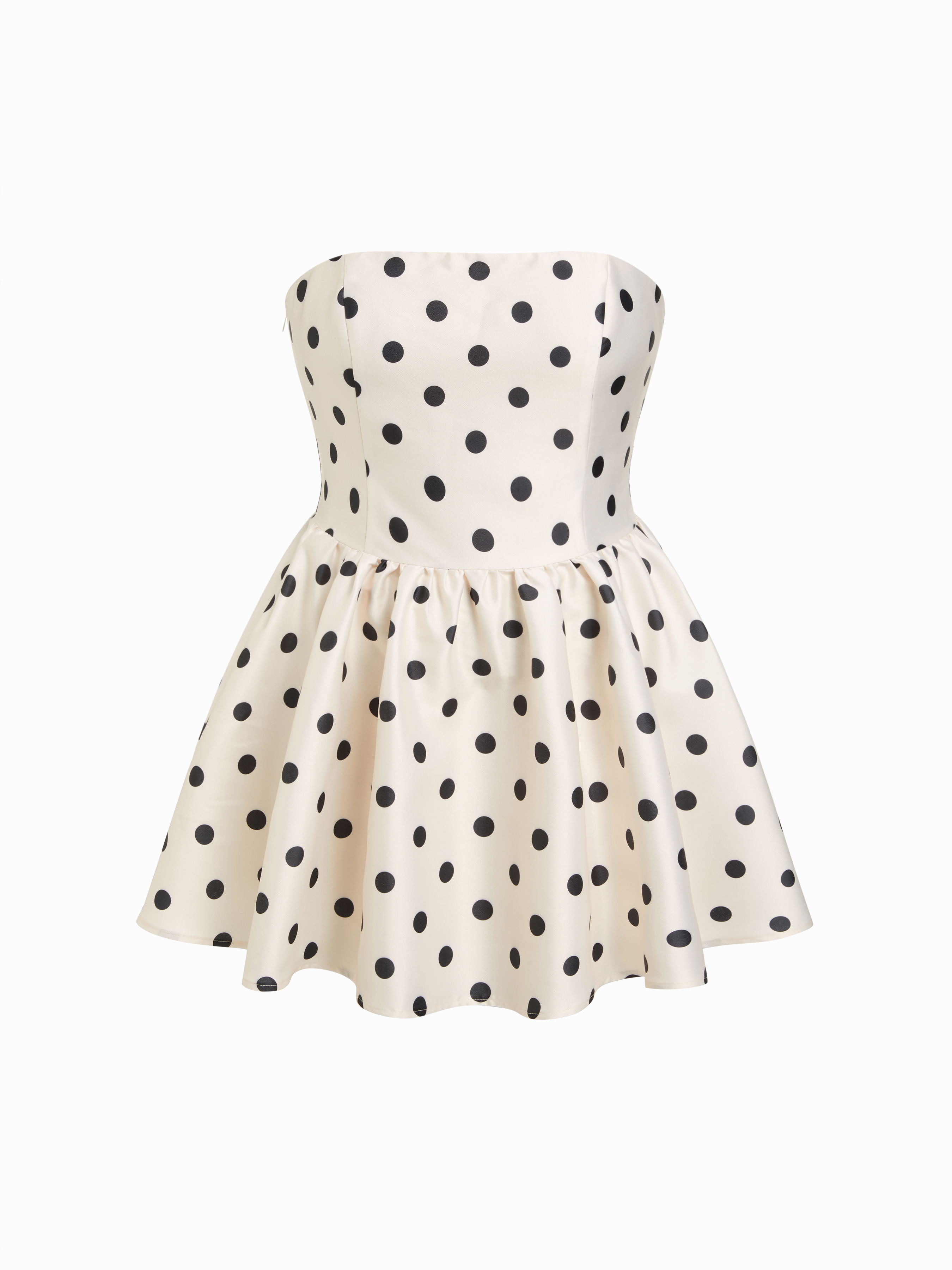Polka Dot Strapless A-line Mini Dress With Removable Straps Curve & Plus