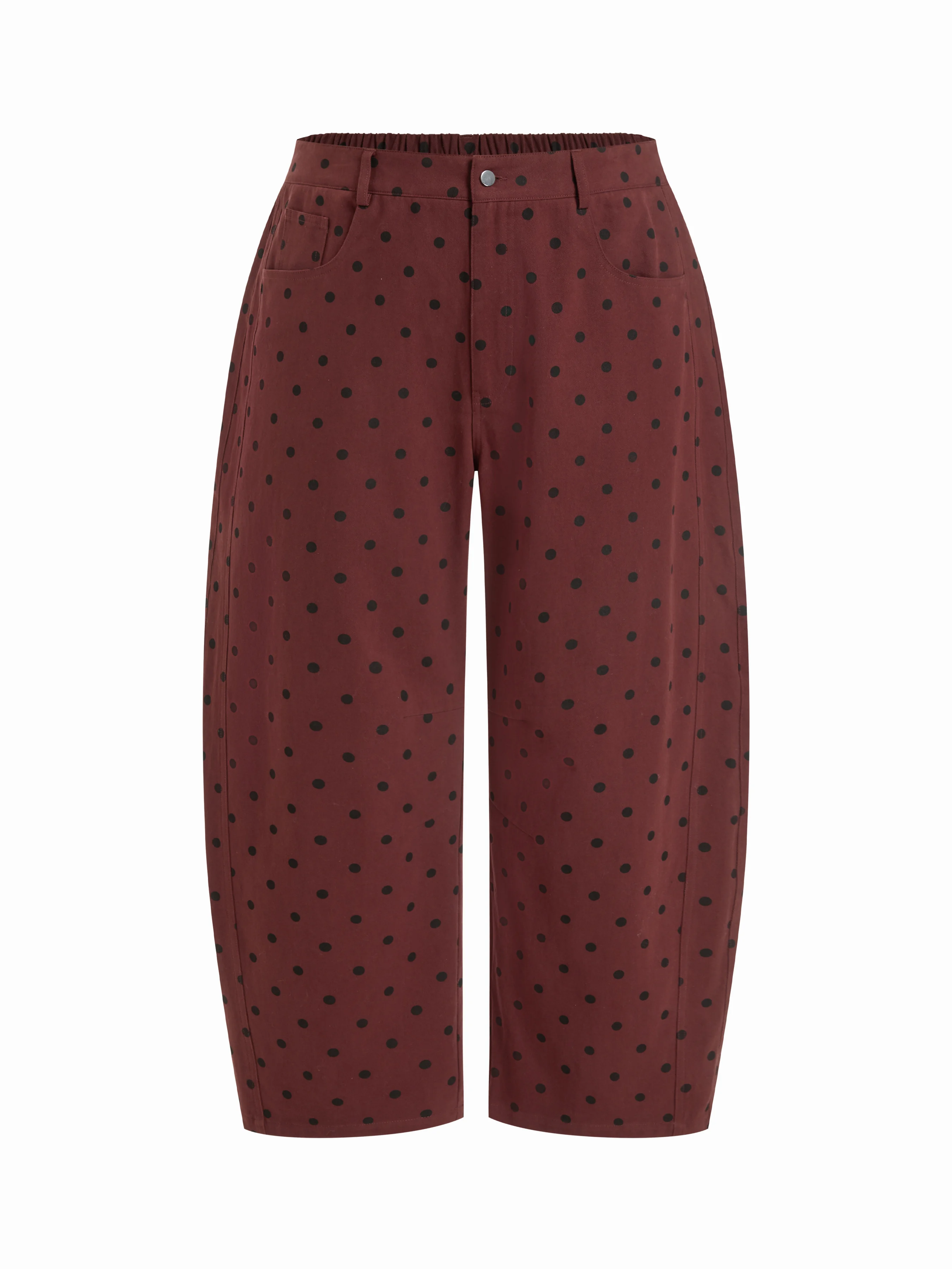 Cotton Low Rise Polka Dot Wide Leg Trousers Curve & Plus