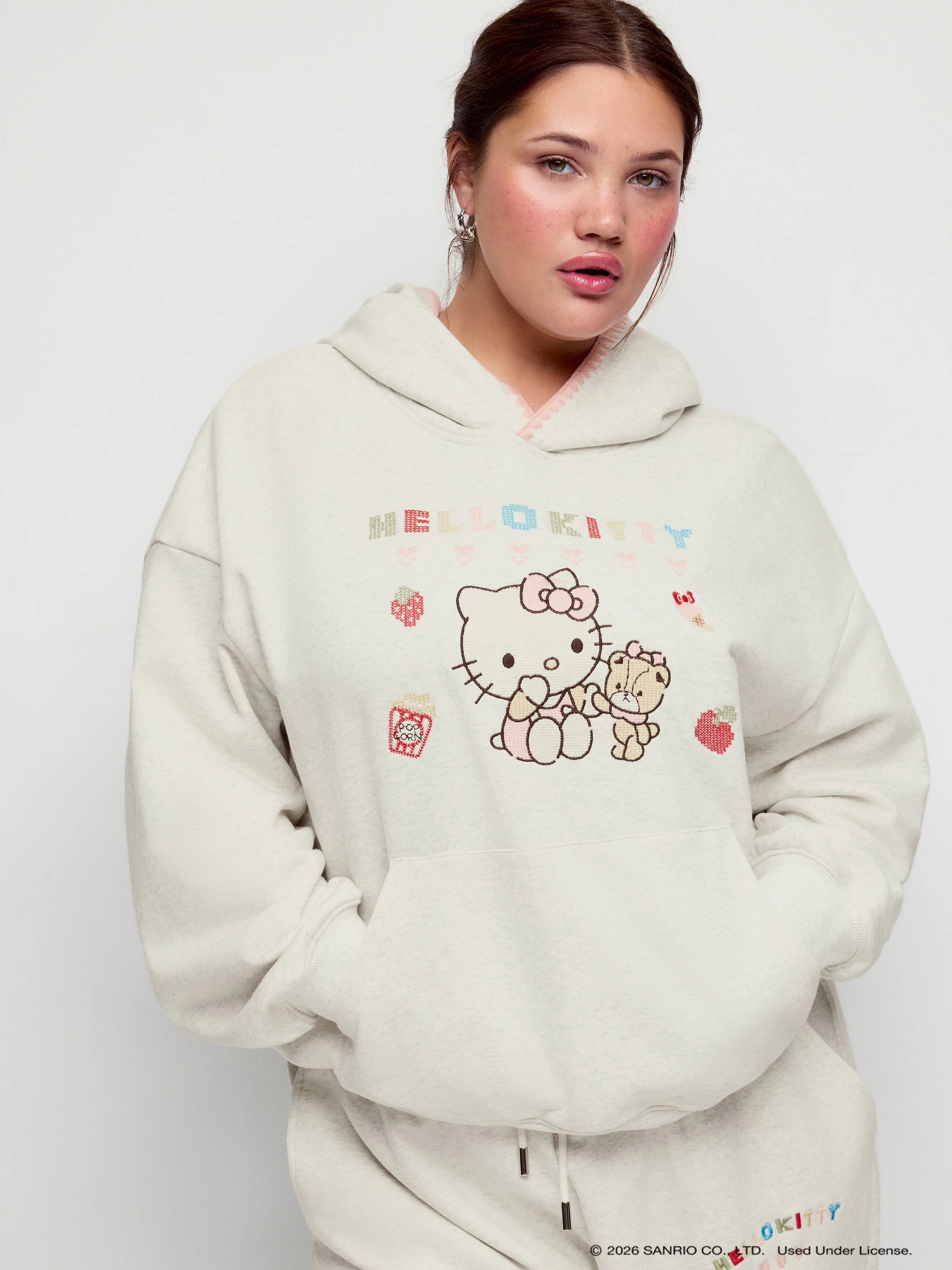 Hang In There Terry Graphic Oversized Hoodie Curve & Plus