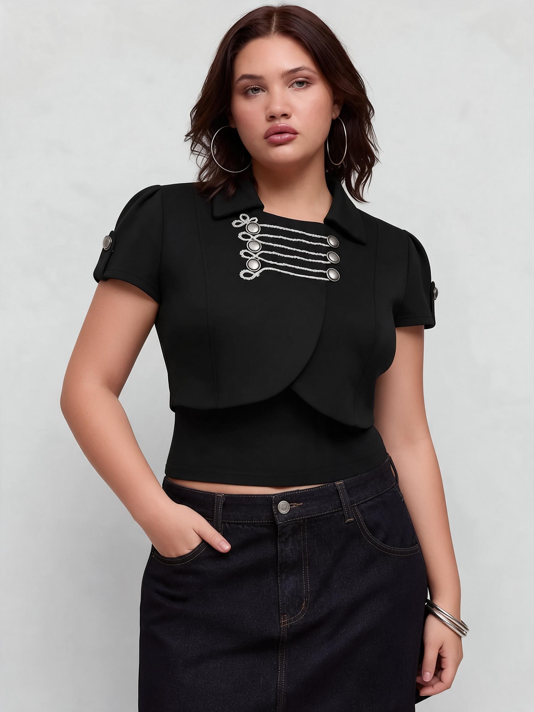 Appliques Metal Detail Crop Top & Cami Top Curve & Plus