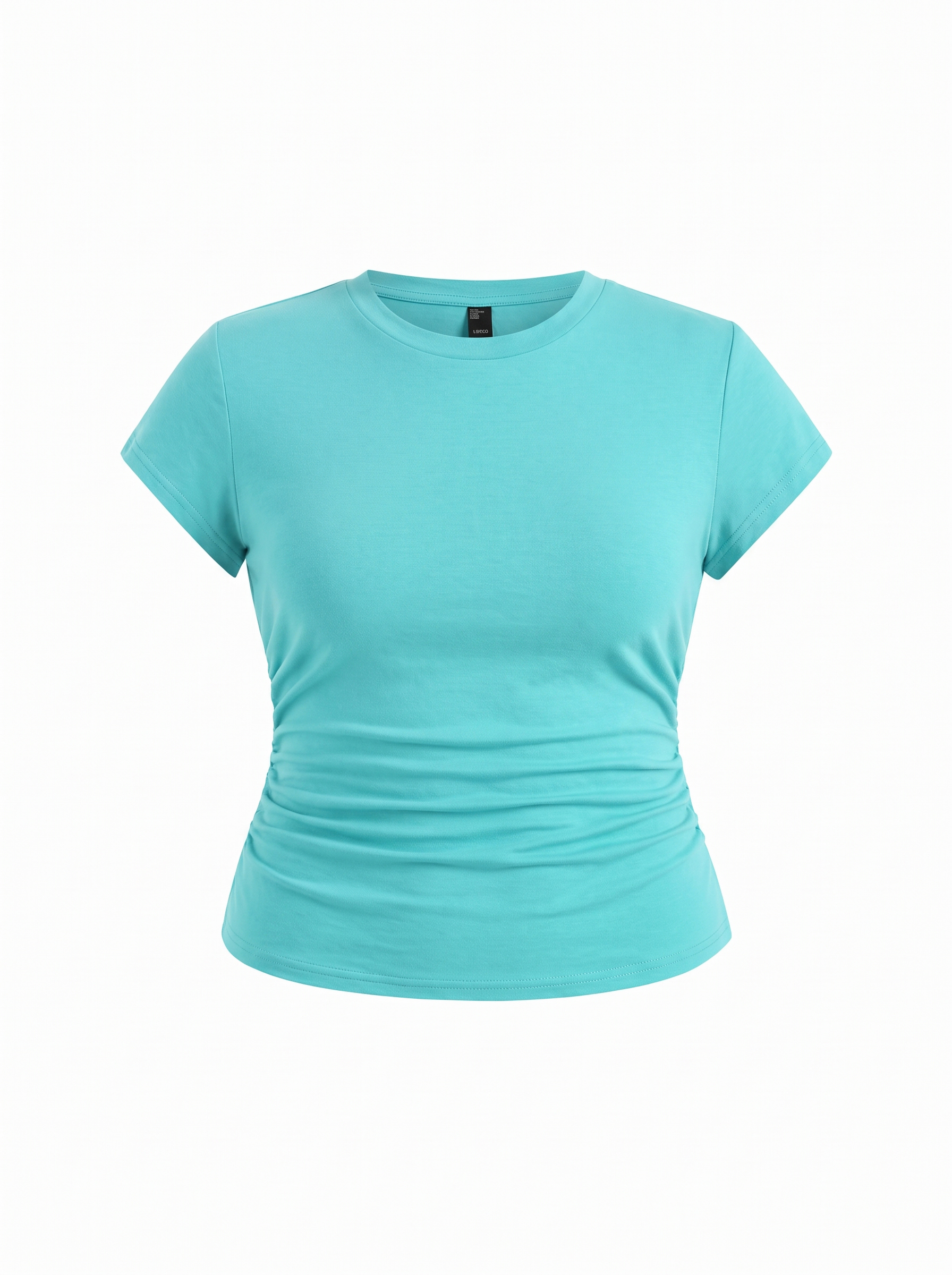 Cotton-blend Ruched Short Sleeve Tee Curve & Plus