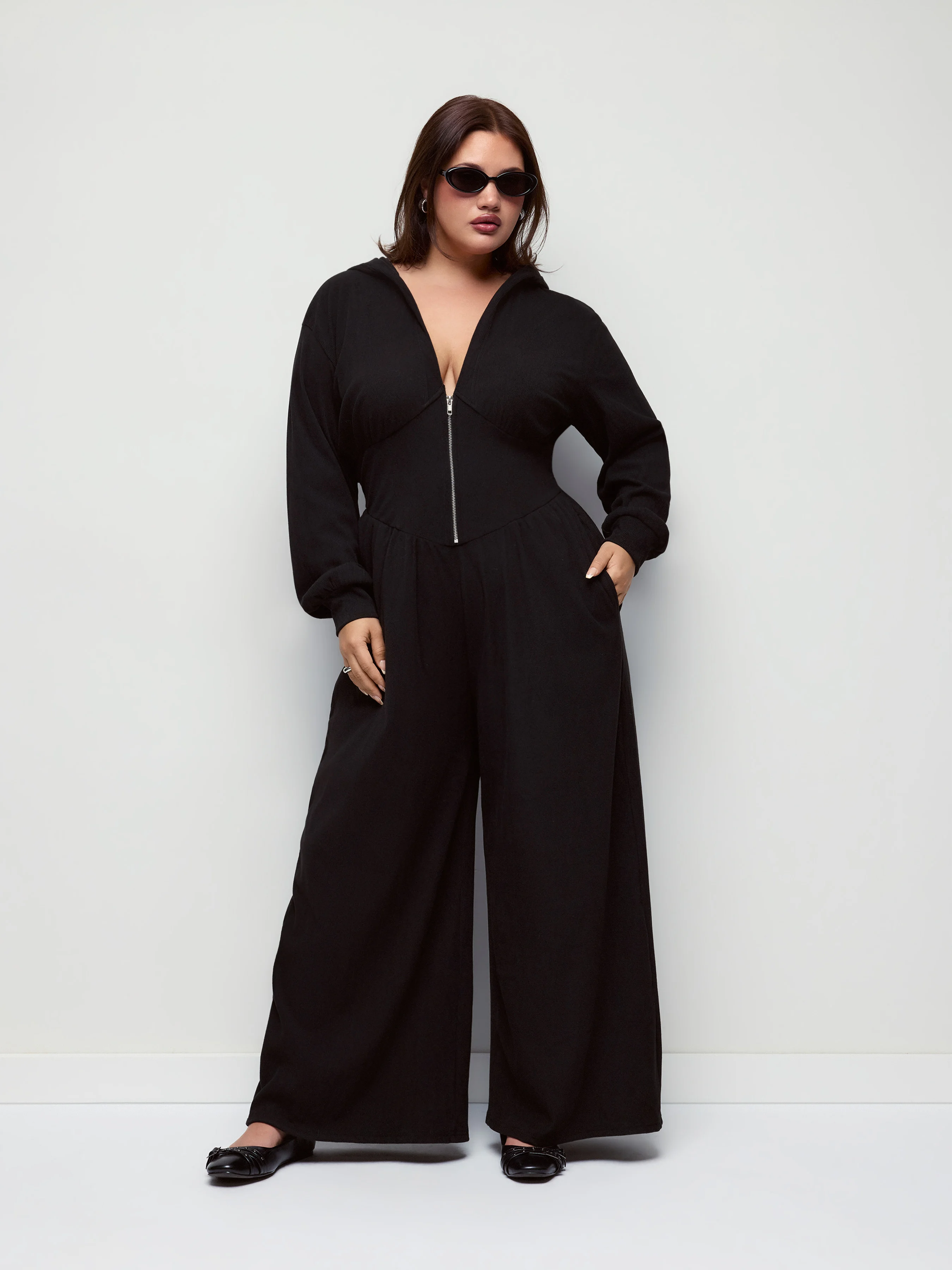 Jersey Hooded None Jumpsuits Curve & Plus